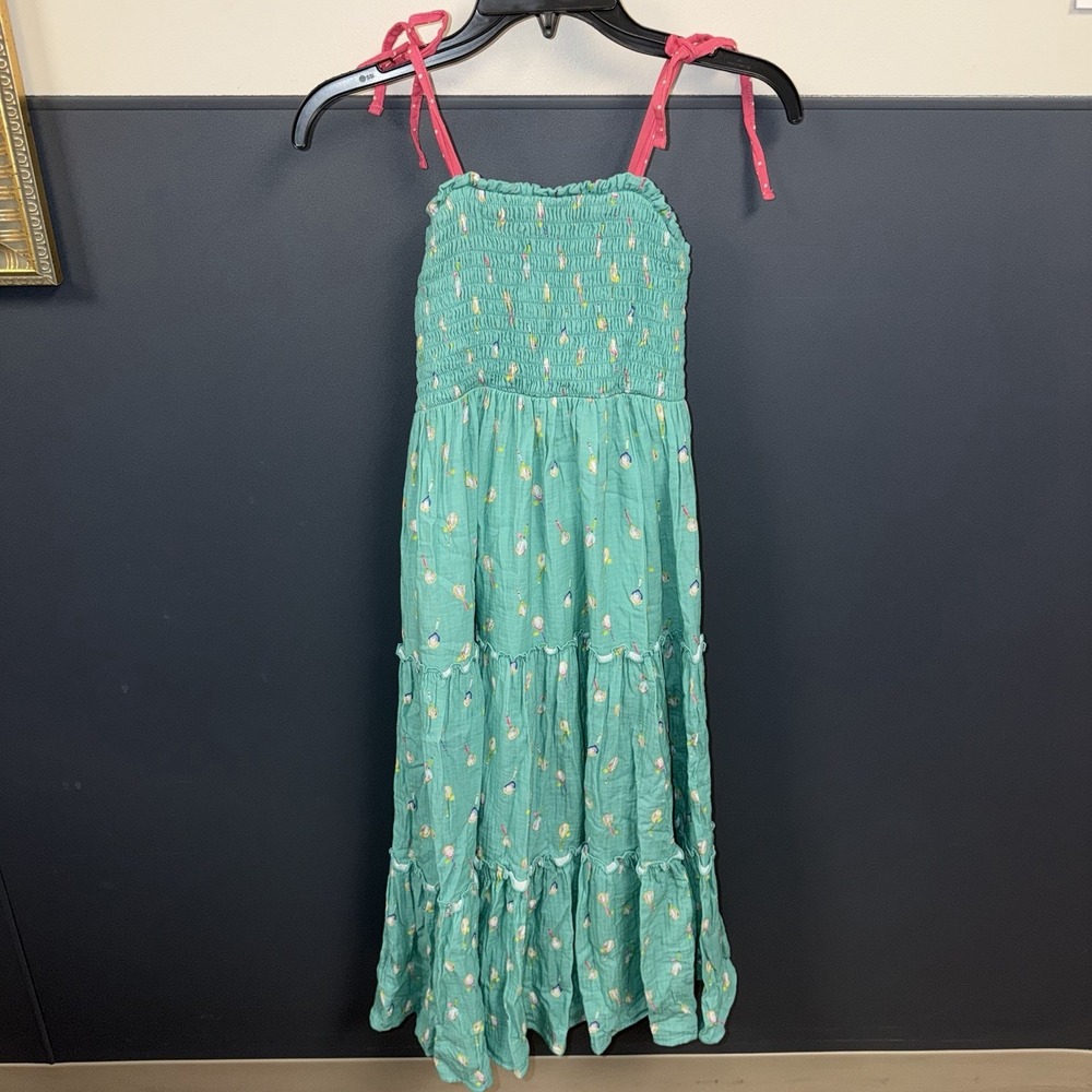 EUC Sweet Honey Maxi Dress With Tennis Rackets Girls Size 8 Turquoise